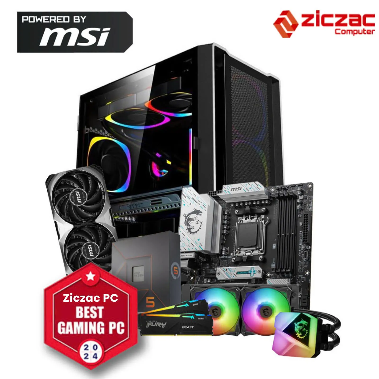 PC ZICZAC 003 SNIPER S37-Black Myth Wukong (GeForce RTX 4060Ti/ R5 7600X) ( POWERED BY MSI )